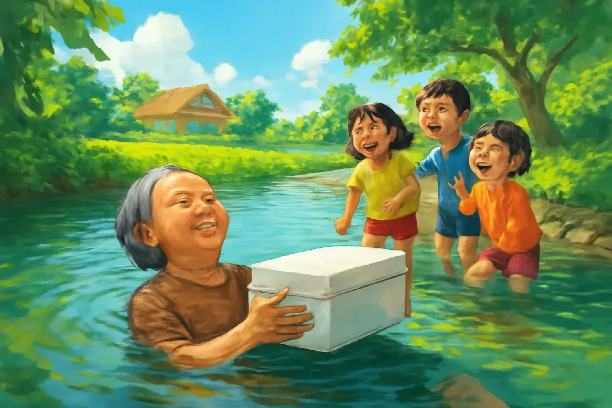 Bà Sắn học bơi ở tuổi bảy mươi mốt