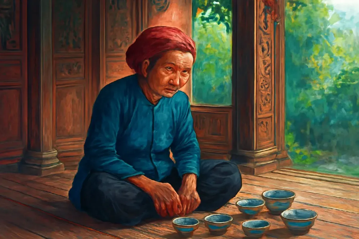 Bảy cái chén hứng dột trong nhà rường Phước Tích