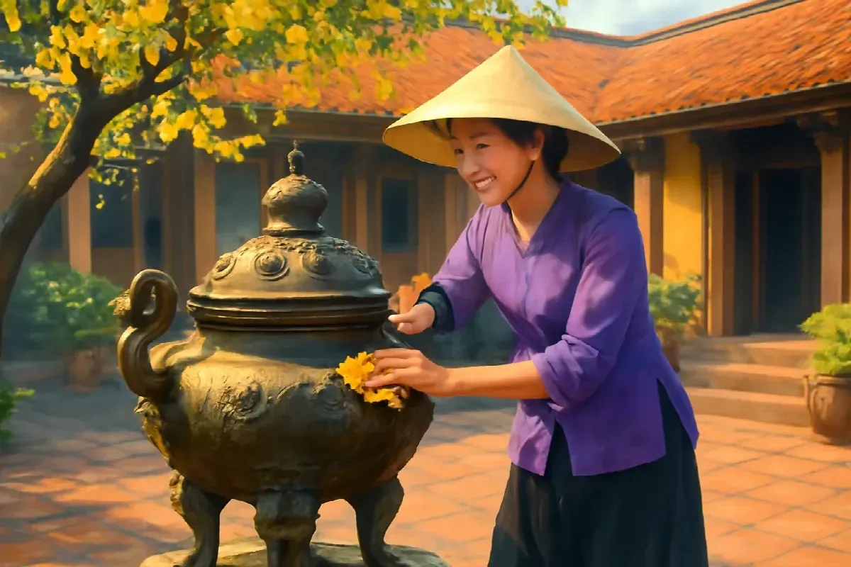 Bảy đầu đinh tán trong lòng lư đồng