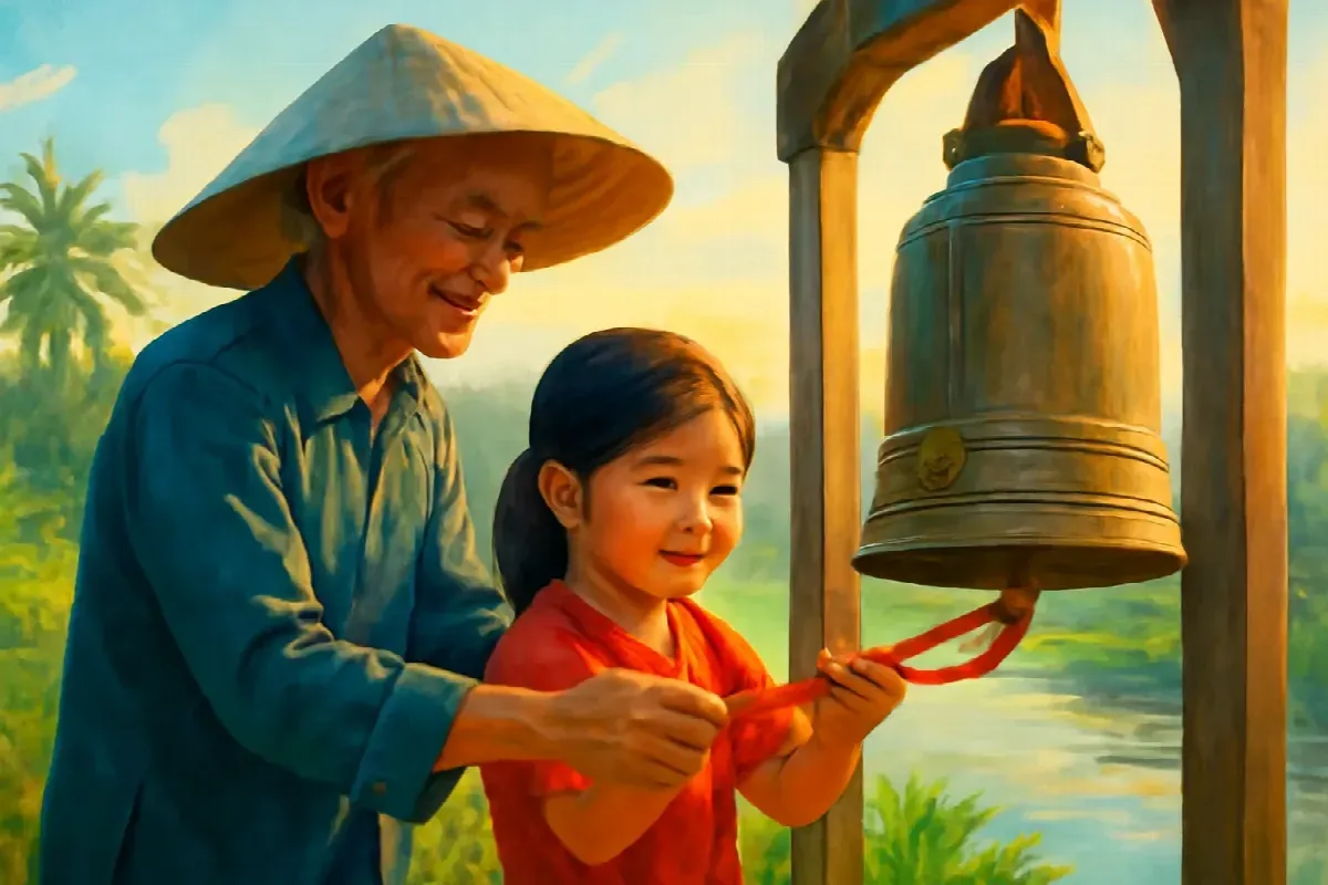 Cái chuông đồng ở nhà bảo sanh Sáu Nhạn