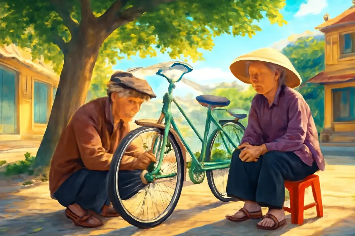 Cái chuông xe đạp kêu rè ở ngõ tập thể