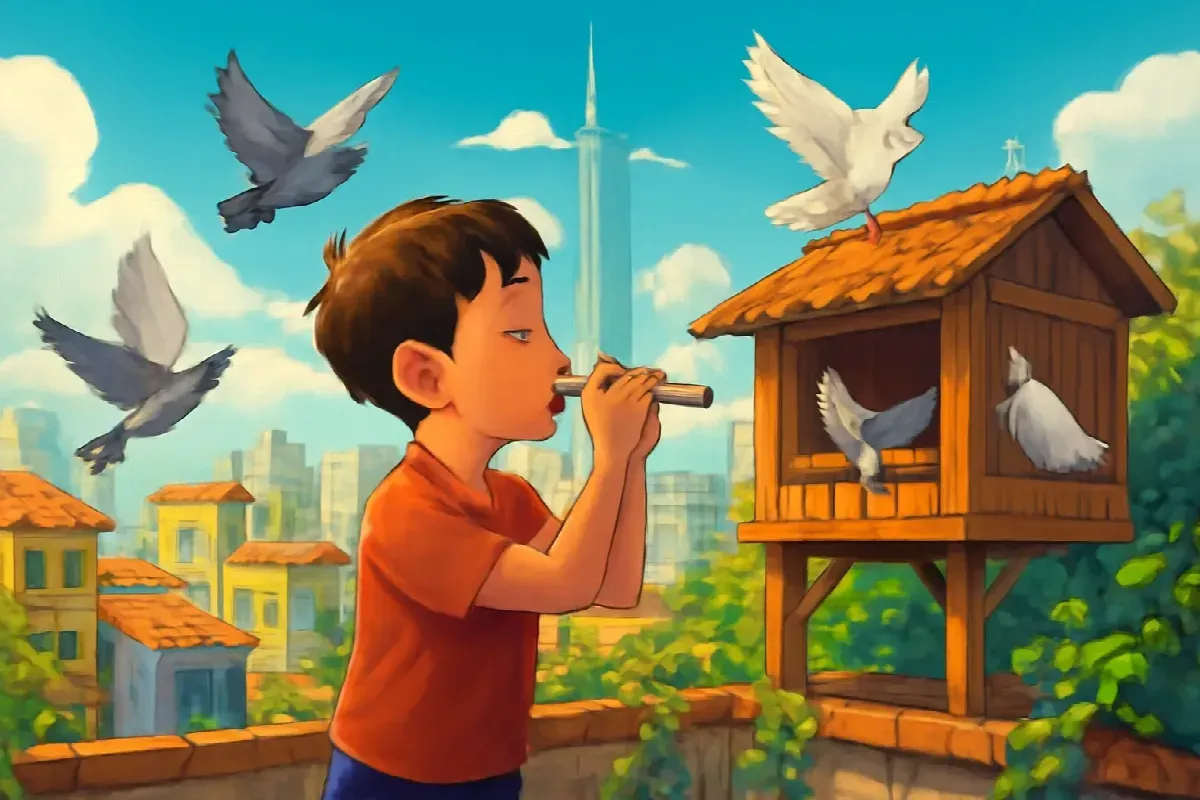 Cái còi tre gọi bồ câu của ông nội