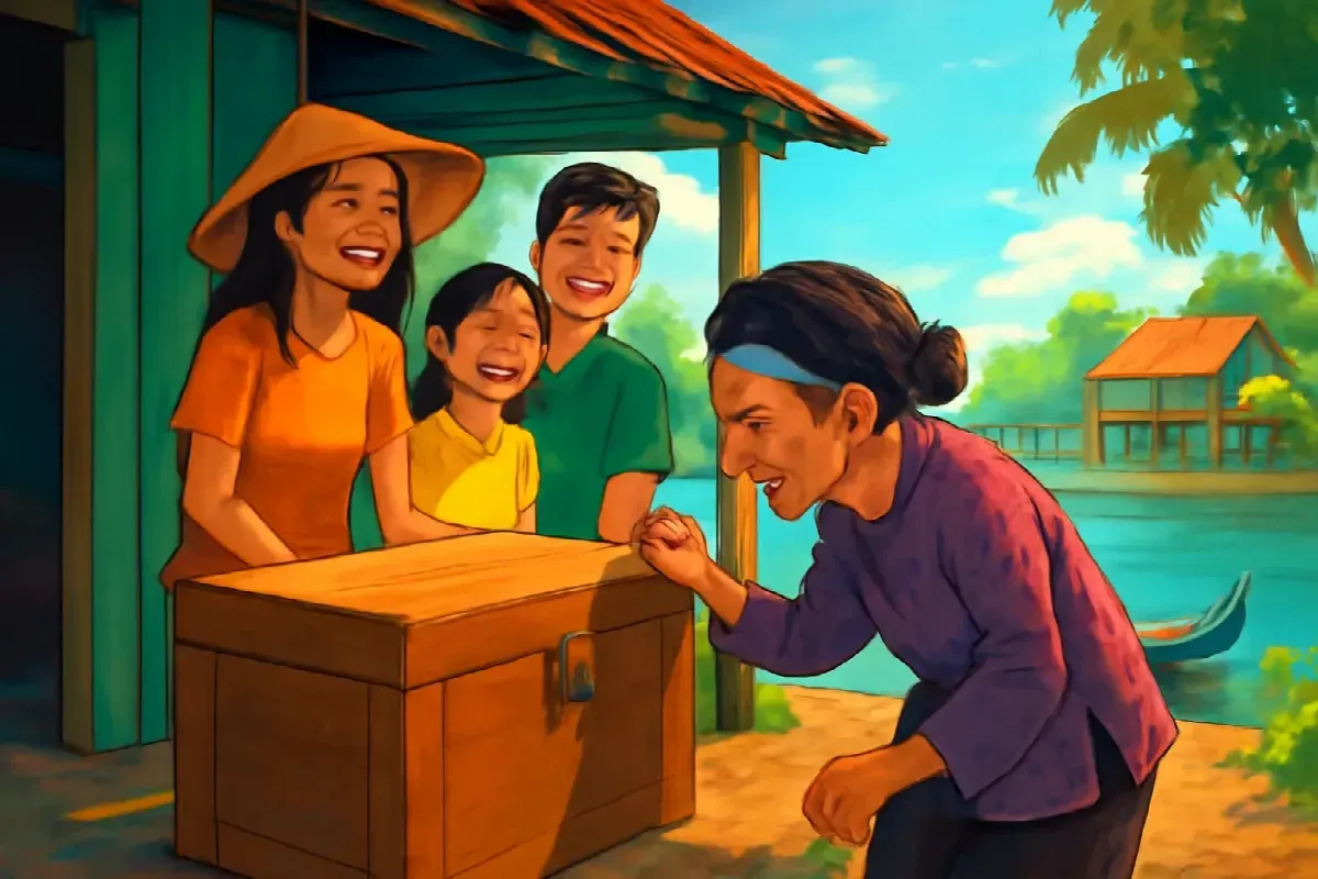 Cái hòm gỗ tạp dưới gầm nhà bà Hai Mận