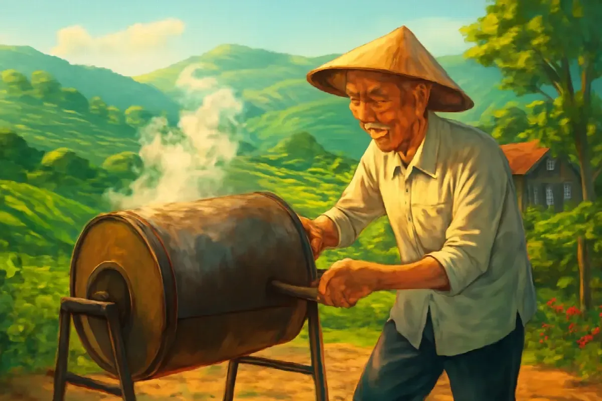 Cái máy sao chè của bố tôi
