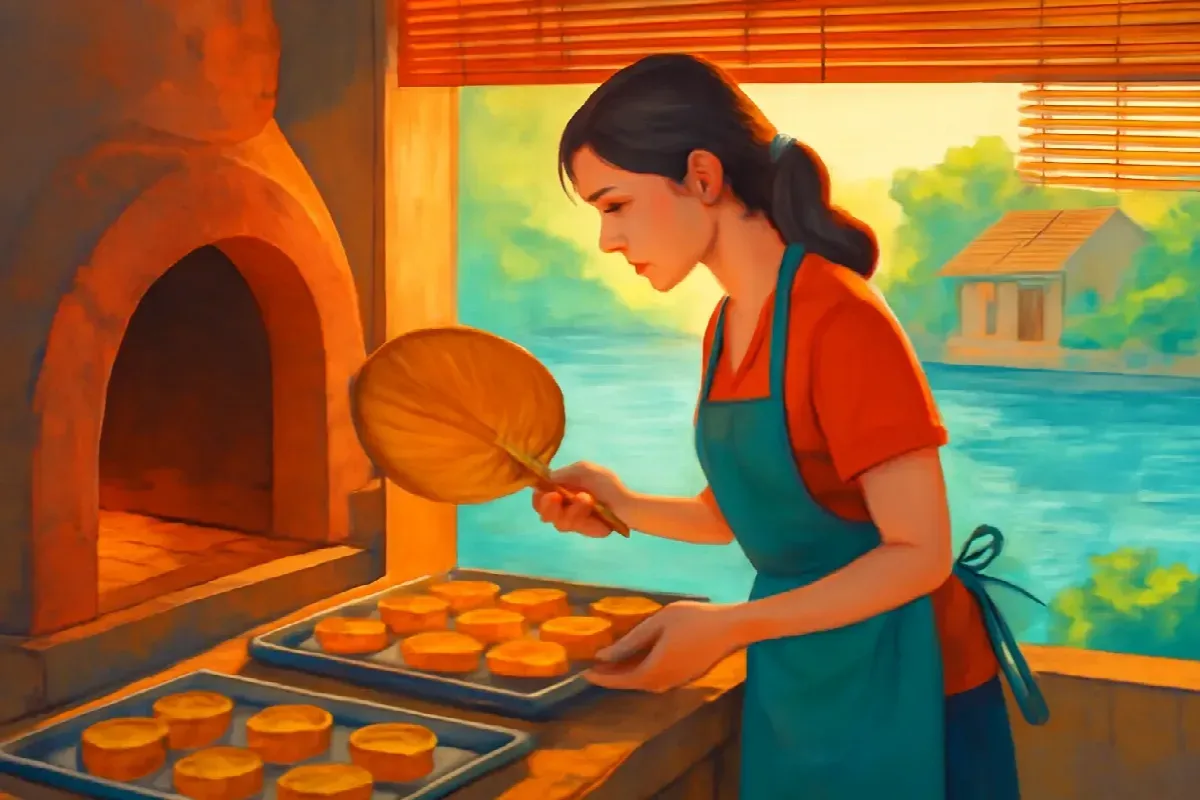 Cái quạt nan cháy một lỗ ở hiệu bánh Hòa Ký