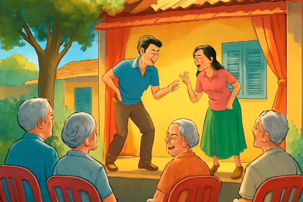 Cặp vợ chồng trong tiểu phẩm chống lừa đảo