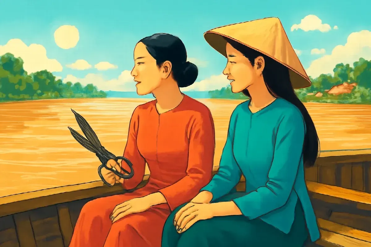 Cây kéo của má trên cù lao An Bình