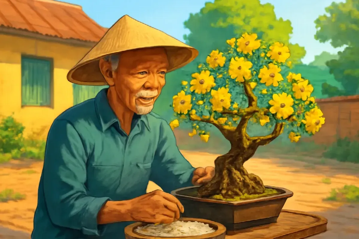 Cây mai tuốt lá ngày mười hai tháng Chạp