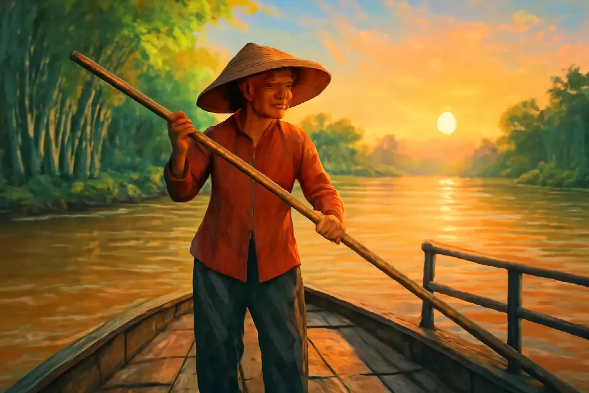 Cây sào khắc ngấn của bà lái đò