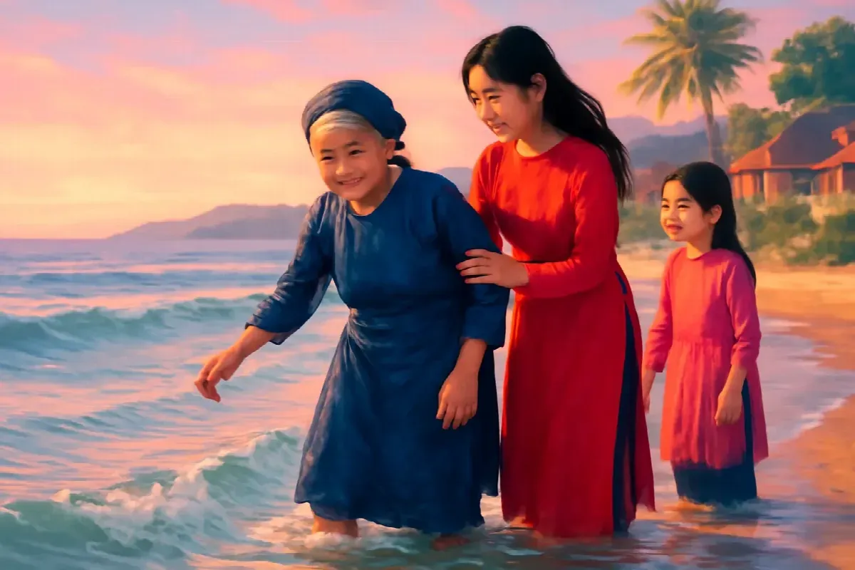 Chai cát trắng trên bàn thờ bà Nọi