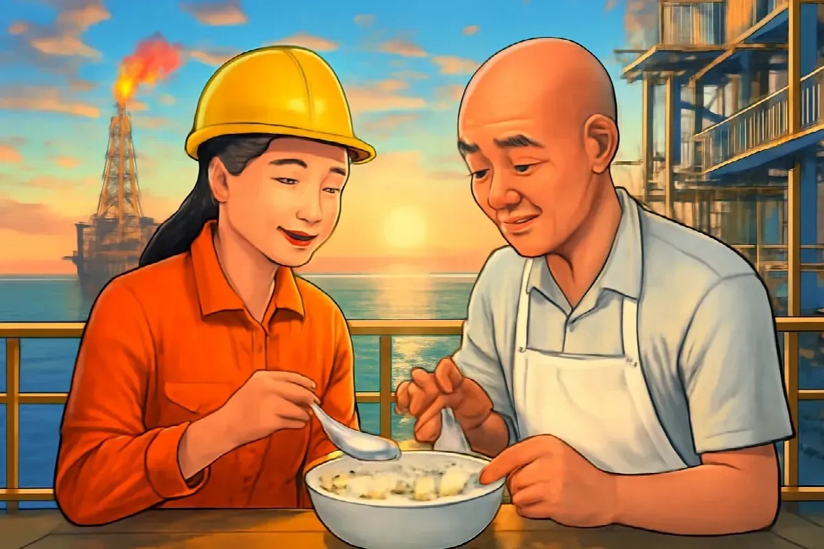 Cháo ca đêm trên giàn khoan ngoài khơi Vũng Tàu