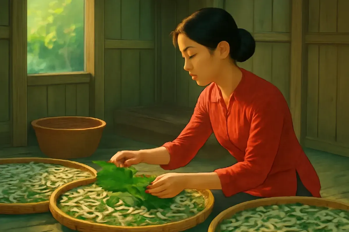 Chậu nước vôi ở cửa buồng tằm làng Tang Điền