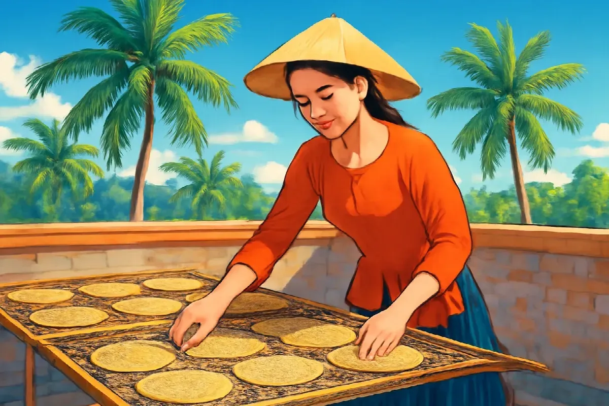 Chiếc khăn đỏ trên ban công Tam Quan