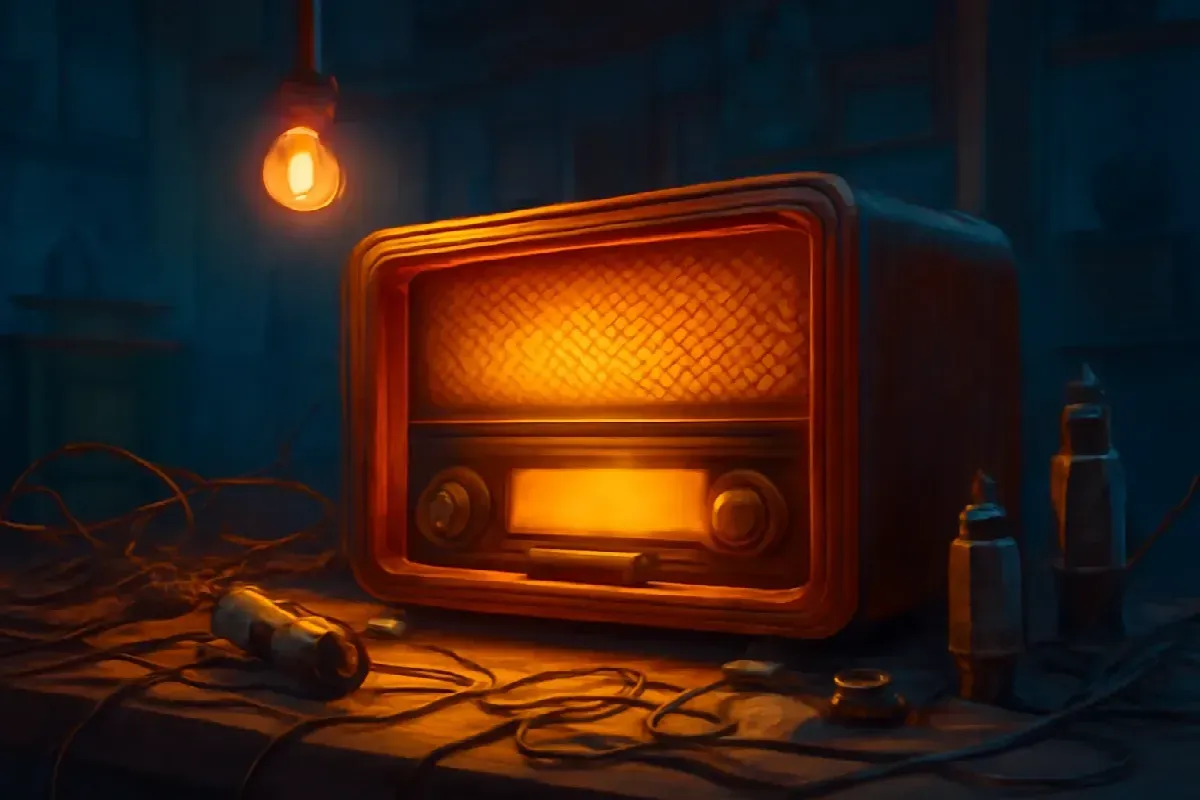 Chiếc radio đèn tự bật lúc bốn giờ mười lăm