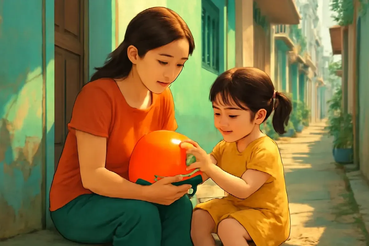 Con cá dán ngược trên mũ bảo hiểm