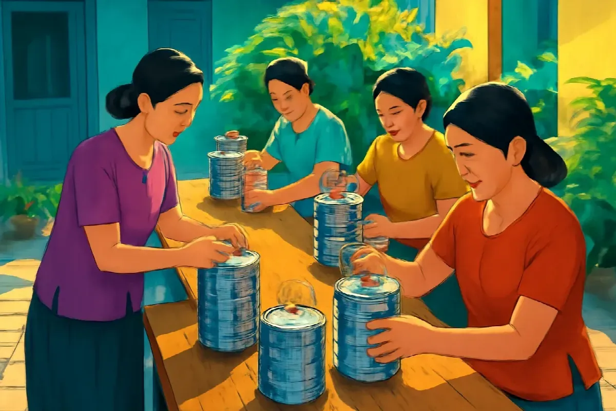 Con chim trên nắp hộp cơm