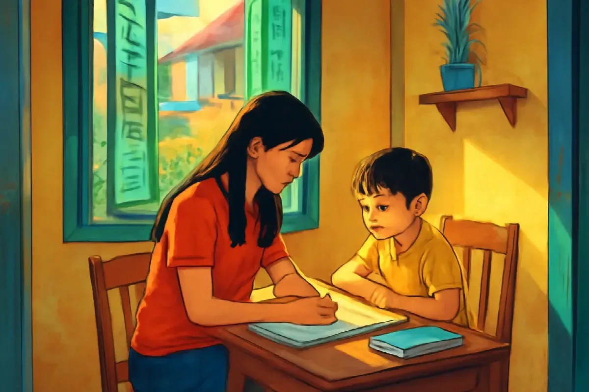 Đáp án viết bút chì ở góc giấy