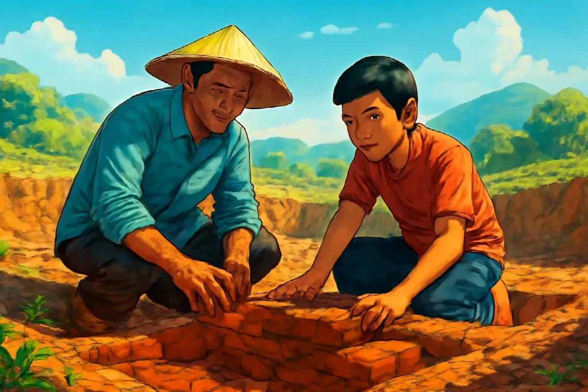 Dấu ngón cái trên viên gạch Óc Eo
