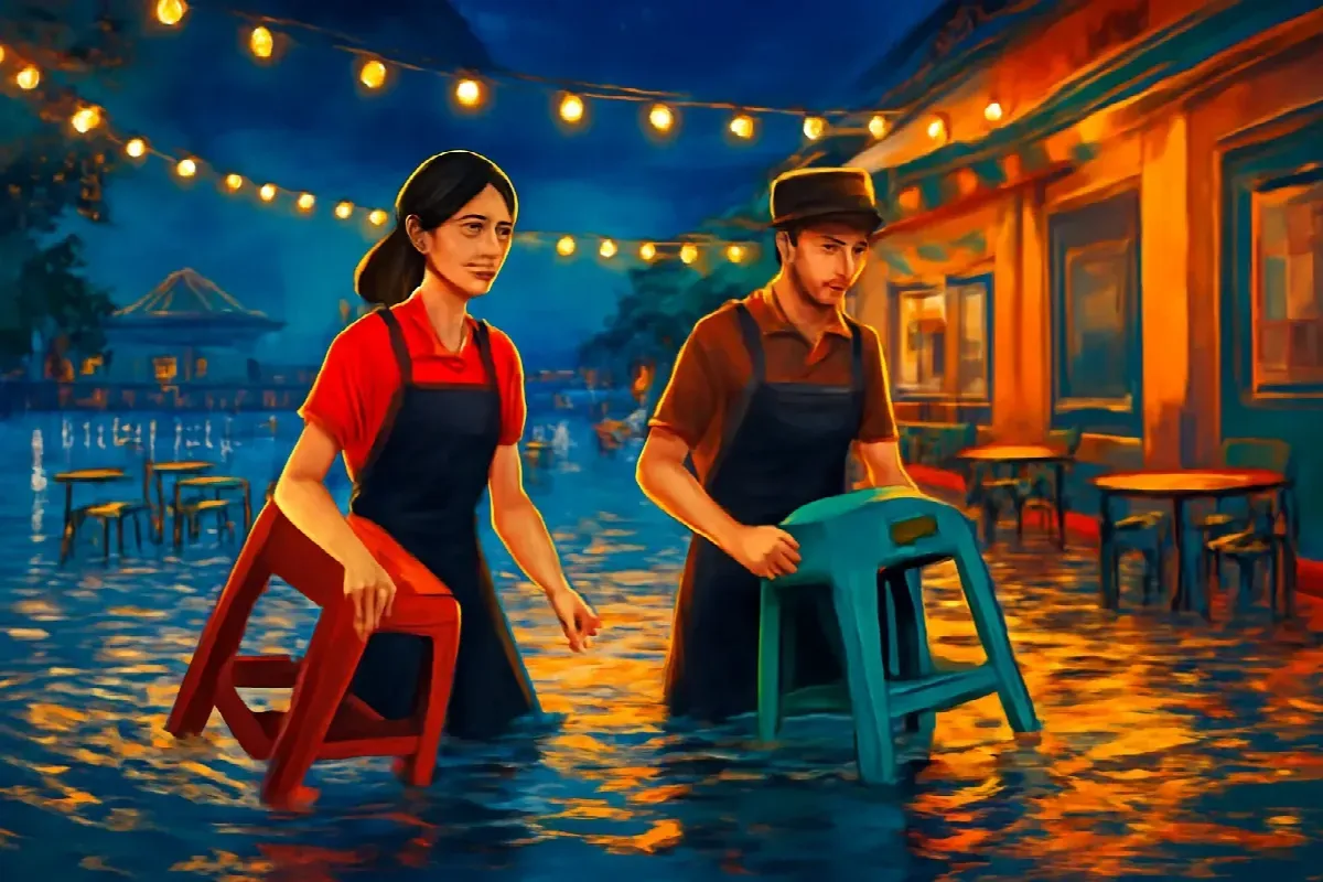 Đêm triều cường ở quán cà phê bến Ninh Kiều