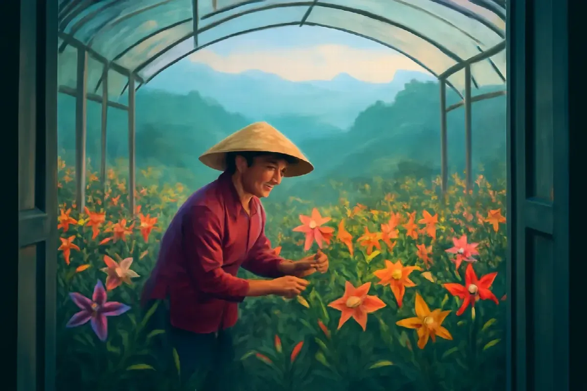 Dì Nhàn và vườn hoa ly Trại Mát