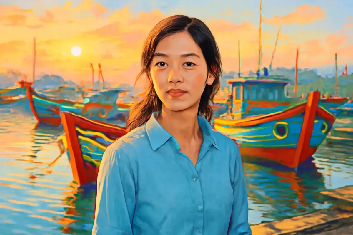 Đốm đèn xanh trên biển đêm