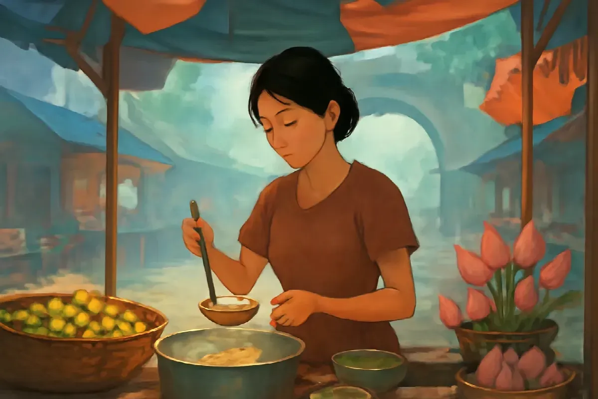 Gánh chè sen ở chợ cửa Đông