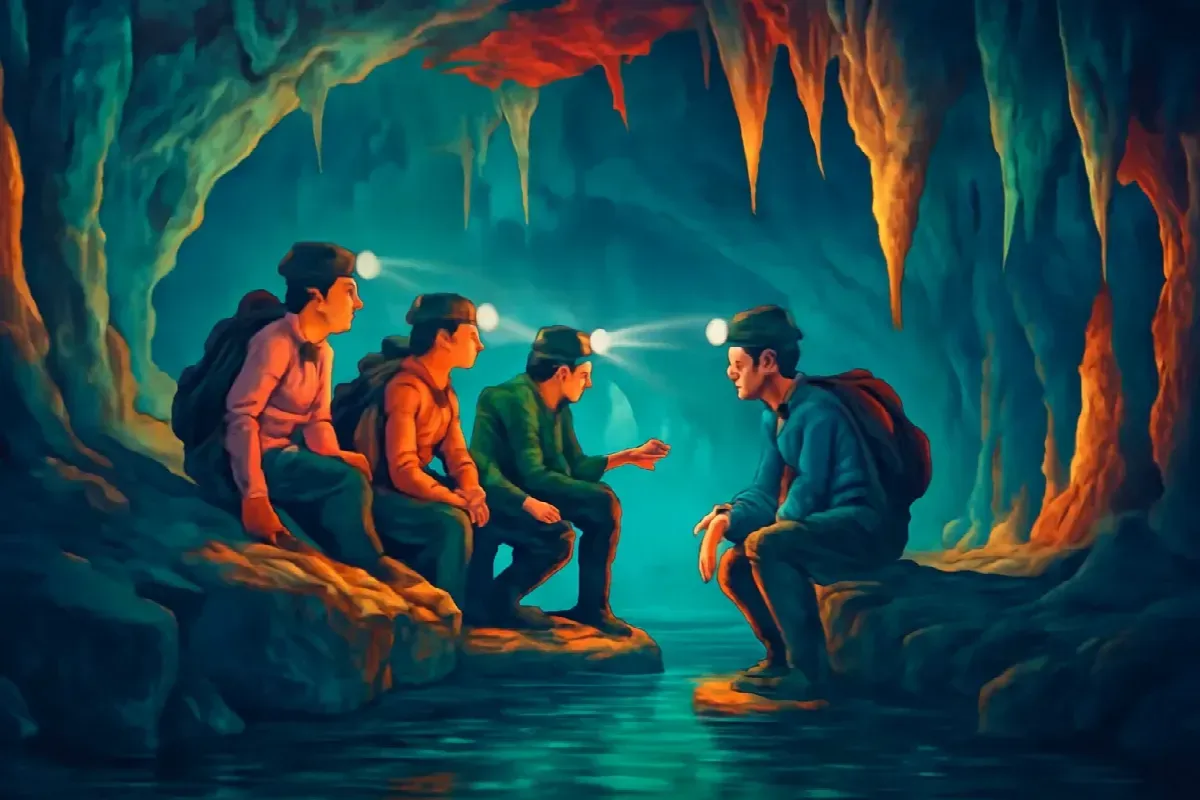Gõ hai, nghỉ, gõ một trong hang đá Nho Quan