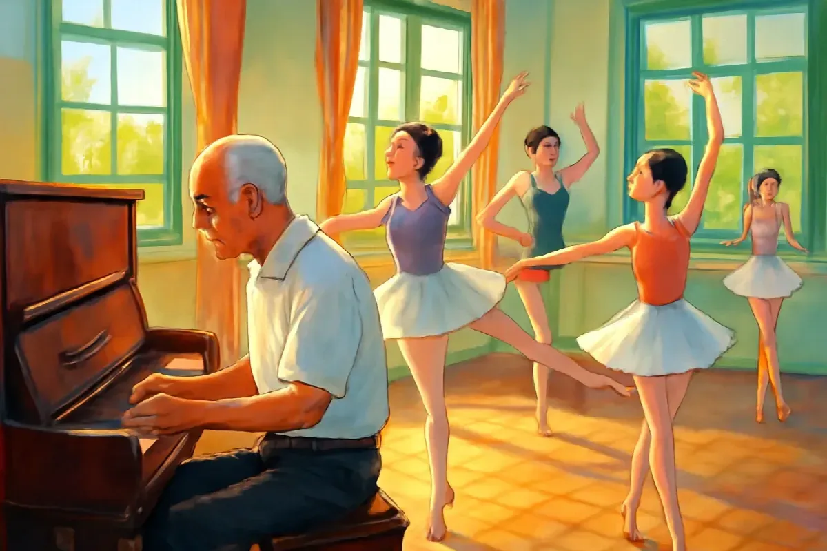 Gót giày của ông đệm đàn lớp múa