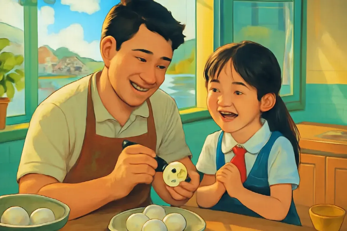 Hai cái trứng vẽ mặt ngày thứ Bảy