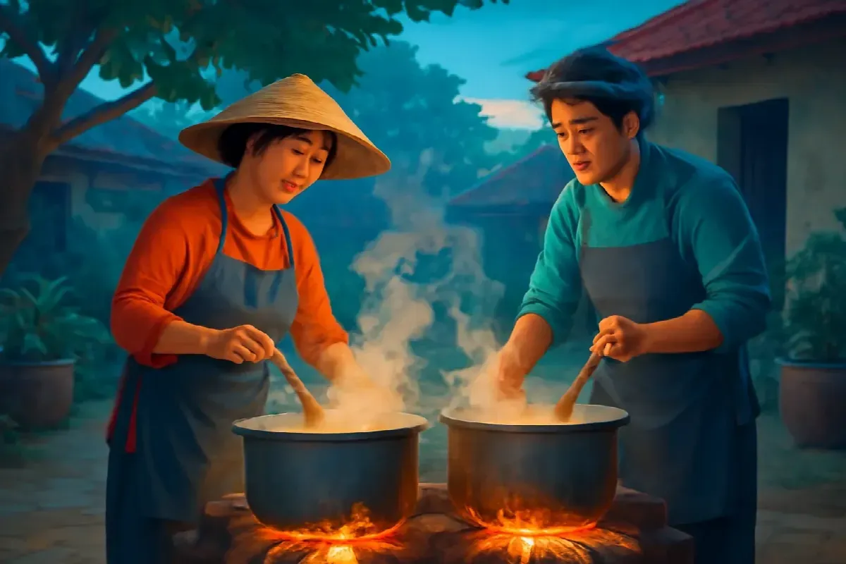 Hai đội nấu cỗ, một đám cưới