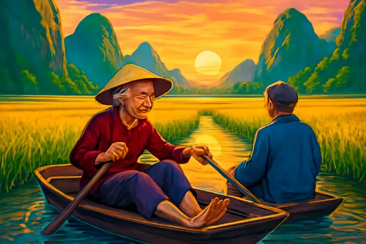 Hai ông bà diễn vợ chồng trên sông Ngô Đồng