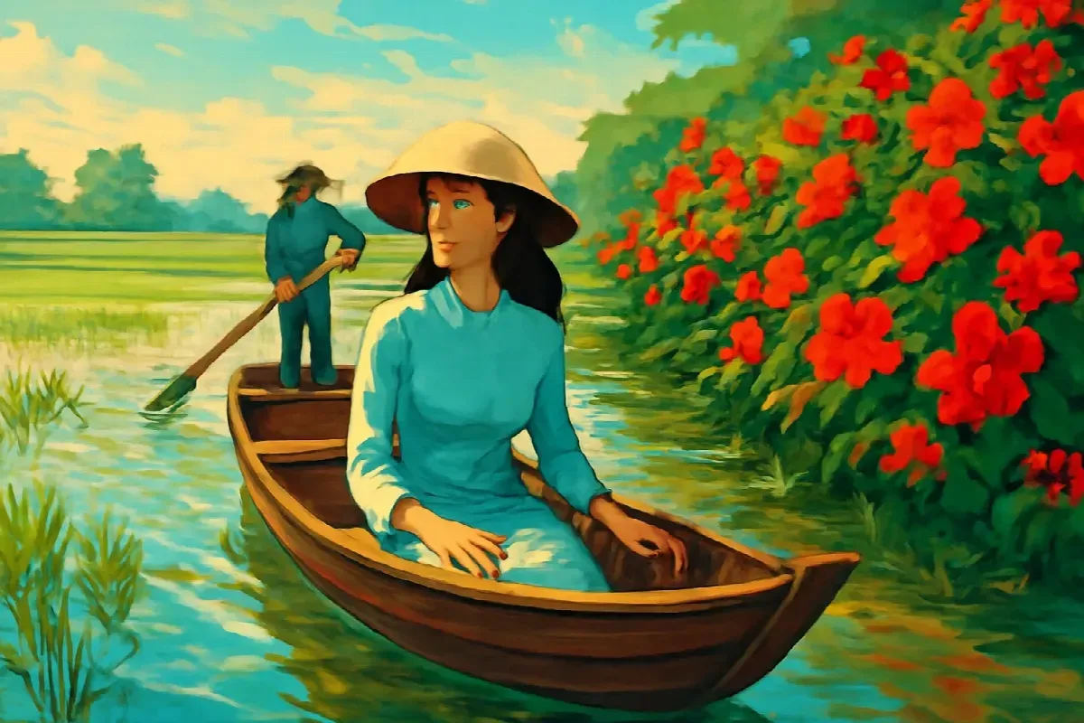 Hàng bông bụp ở đầu cầu Ván