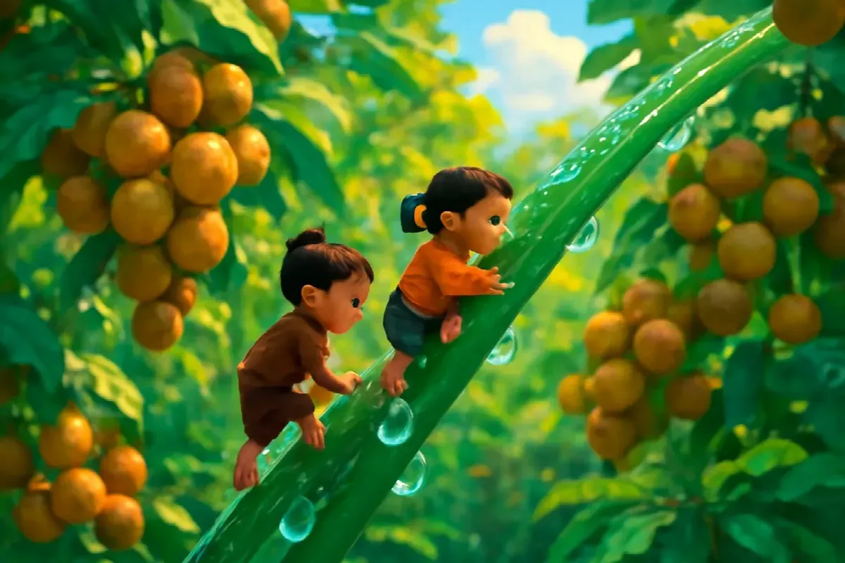 Hạt đường trên đĩa sứ trong vườn nhãn của ông