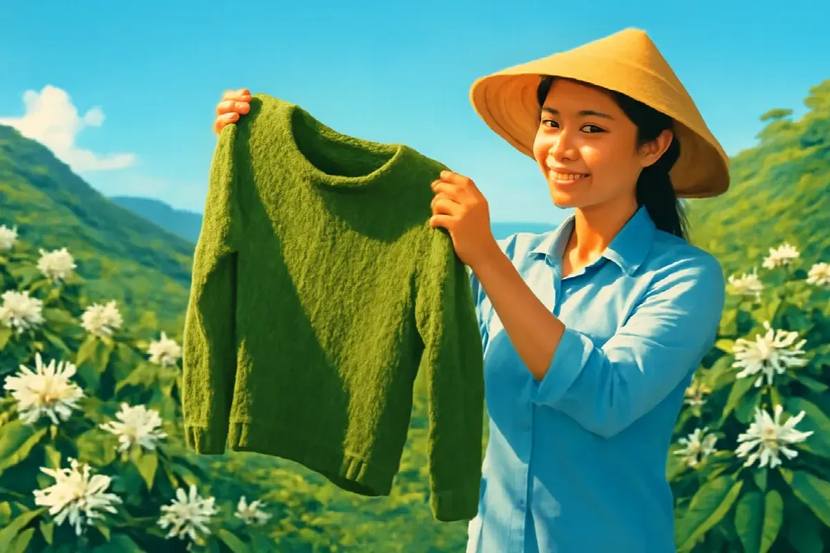 Mùa hoa cà phê trên chiếc áo len xanh rêu