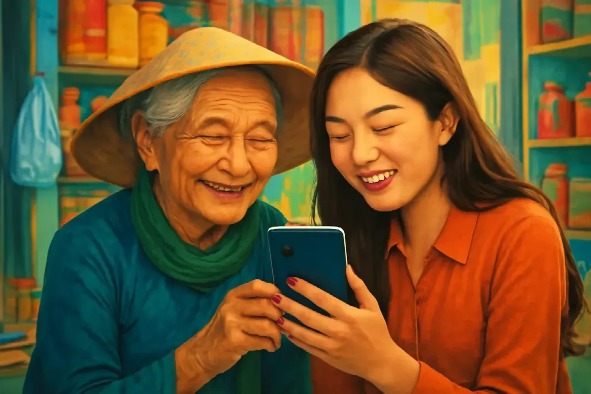 Ngón tay cái ở góc màn hình