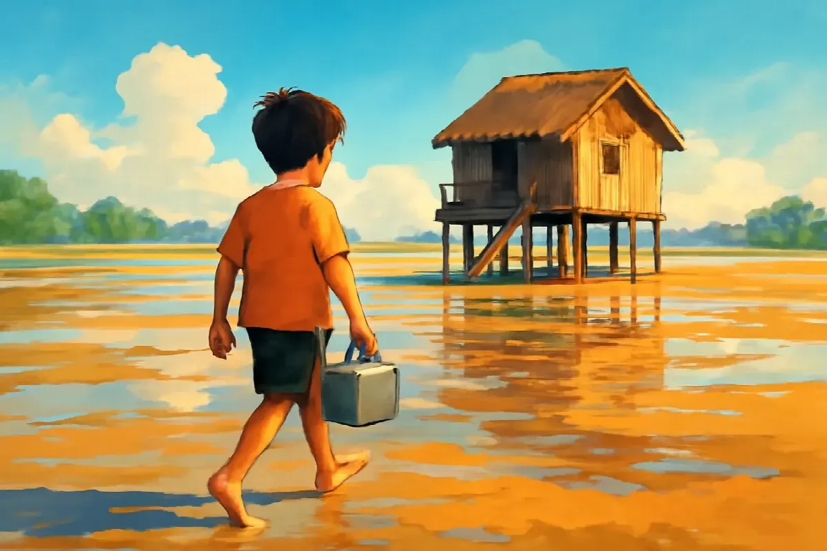 Nước lên trễ năm mươi phút ở bãi nghêu Gò Công