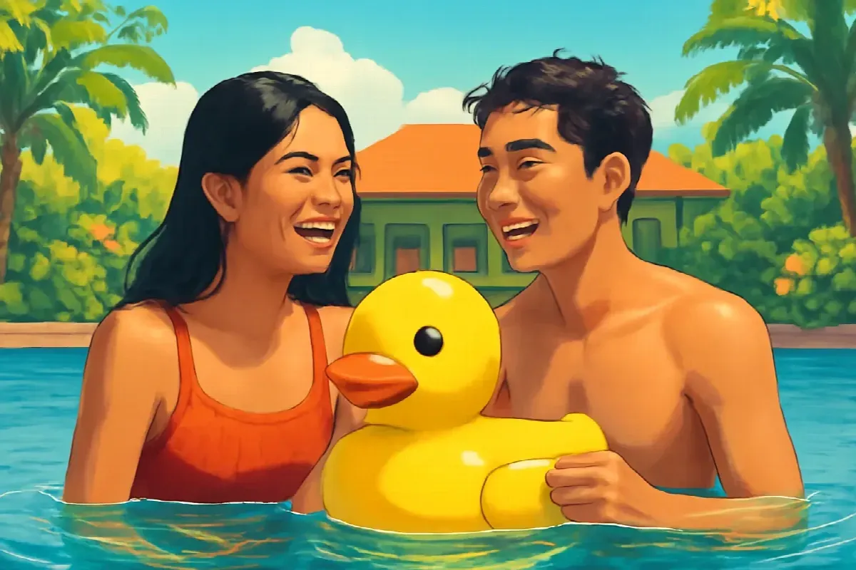 Cái phao cổ vịt vàng ở lớp bơi bắt buộc