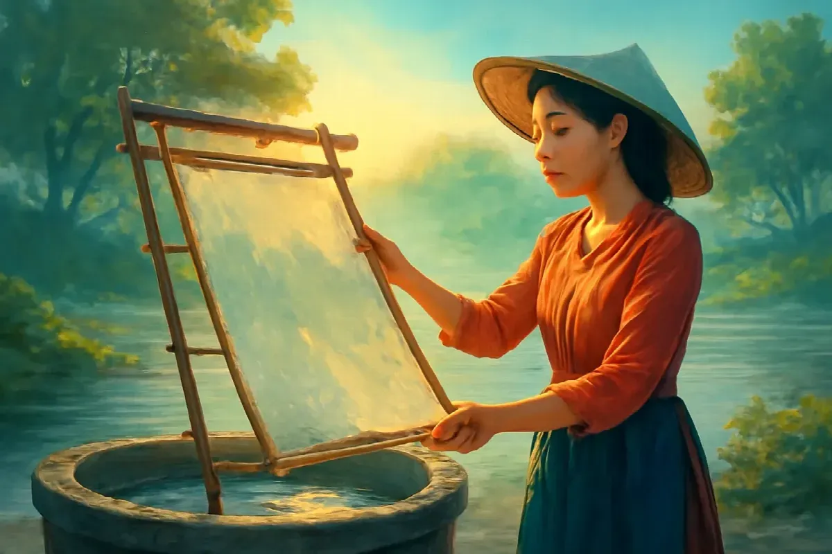 Sợi lông đuôi ngựa trên tấm mành xeo