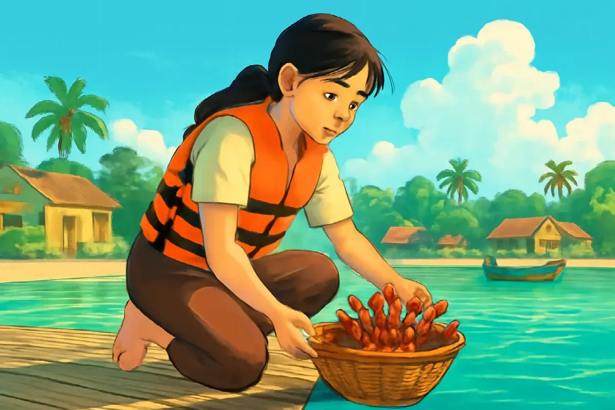 Sợi thun cam dưới rạn Hòn Mun