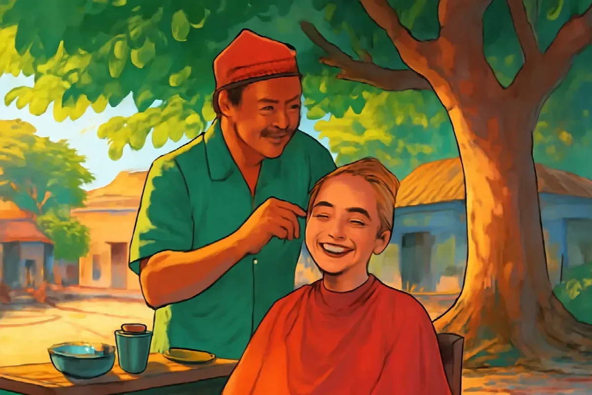 Tiệm cắt tóc dưới gốc bàng ga Vinh