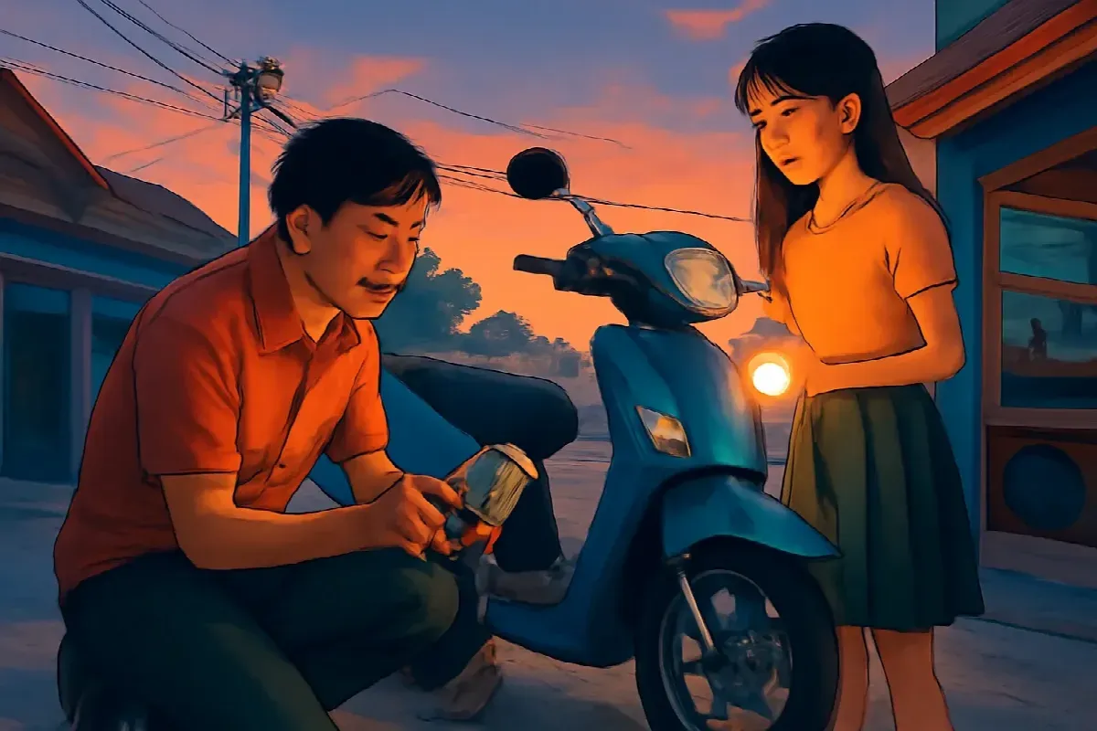 Tiệm sửa xe ba Thạc bên quốc lộ