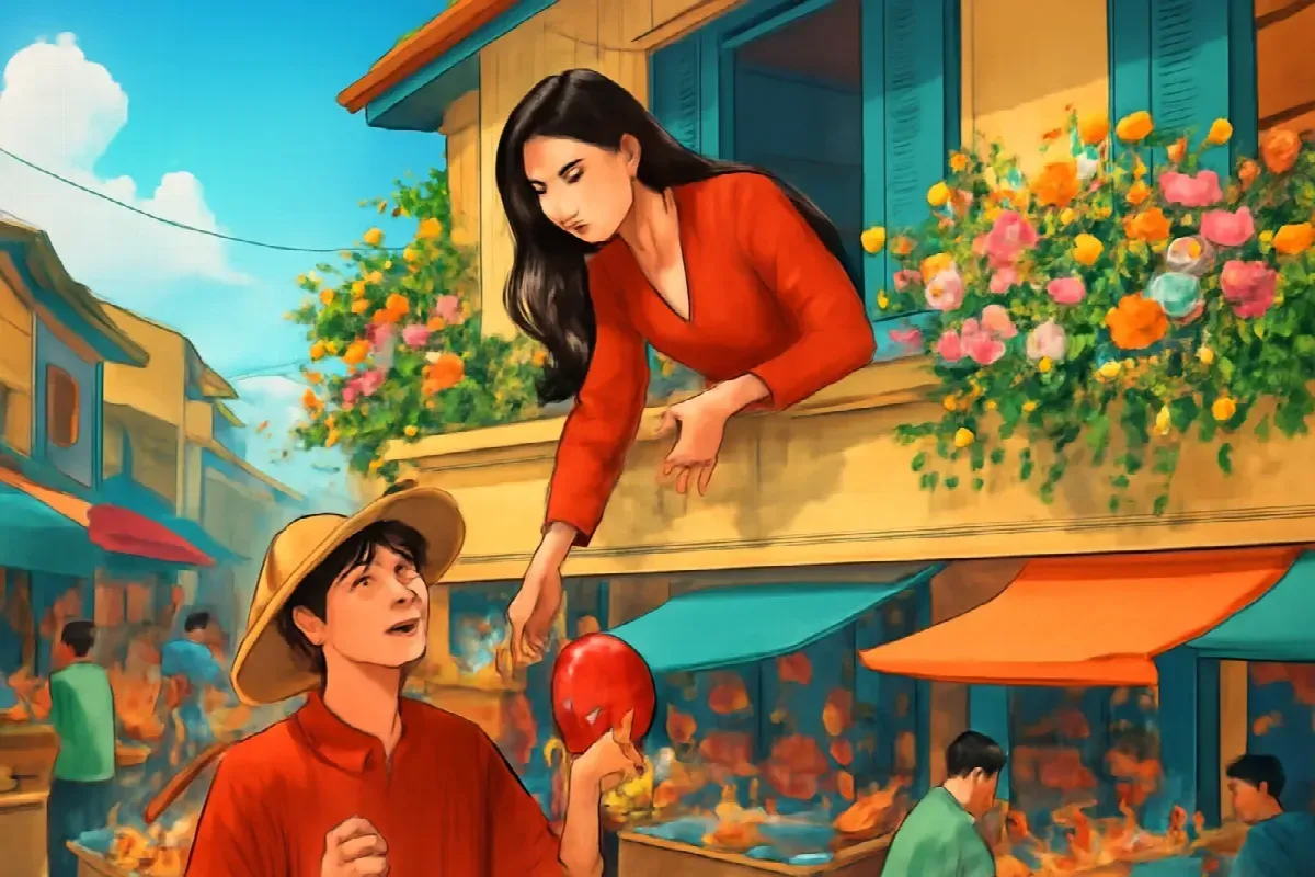 Tú cầu rơi trúng gánh kẹo kéo