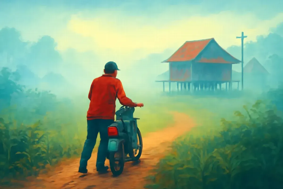 Xóm Khe Mây trong sương Mộc Châu